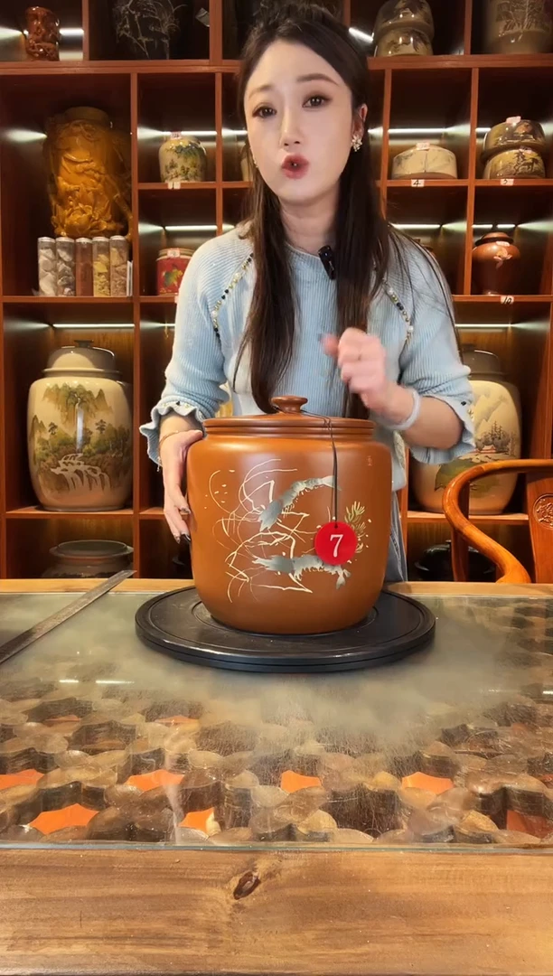 罐云南建水紫陶七饼复烧缸@7