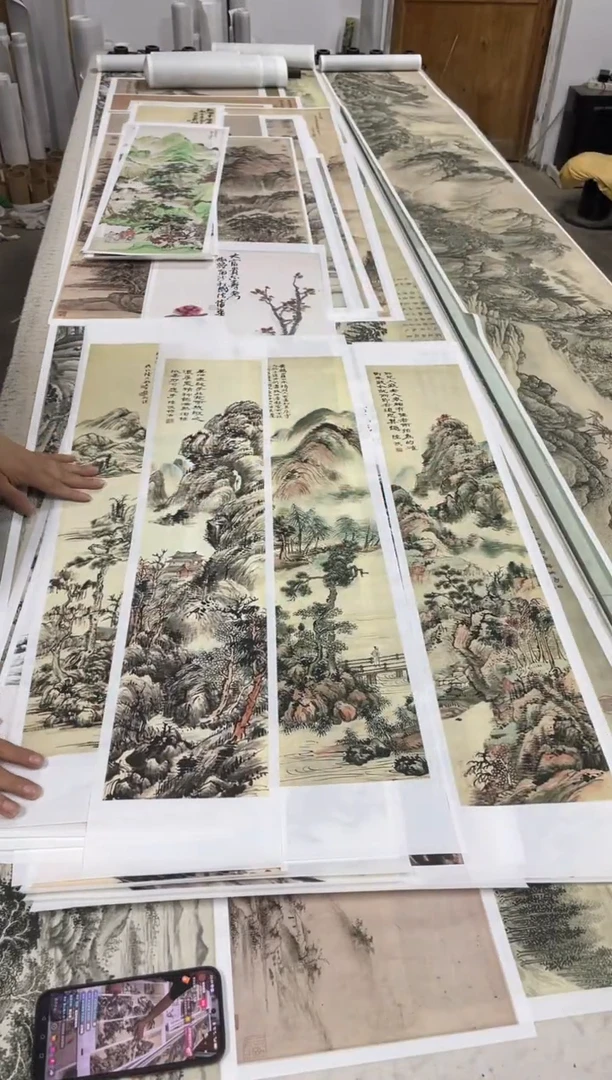 陆恢 四条屏 微喷复刻
