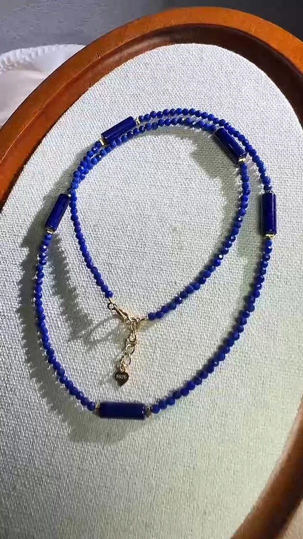 青金石银S925镶嵌颈饰蚂蚁家蓝色系青金石项链