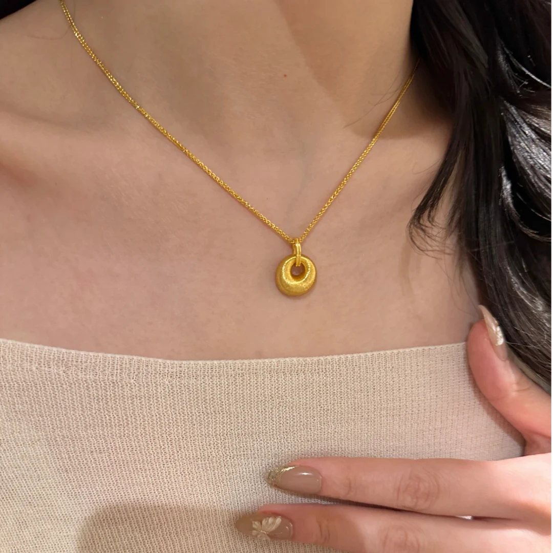 铜合金项链 复古金坨坨吊坠项链高级感轻奢气质小众锁骨链百搭