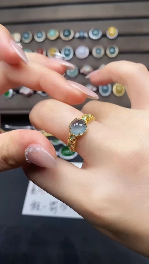 银S925镶嵌戒指翡翠278378