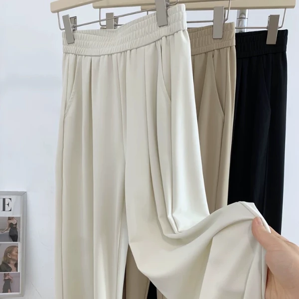 【宠粉浮力】舒适垂感阔腿裤女纯色高腰显瘦直筒休闲裤 A2222