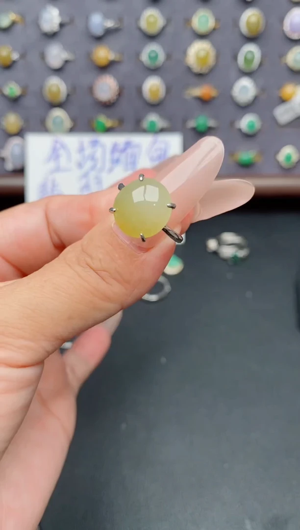 银S925镶嵌戒指翡翠天然A货翡翠11       1-