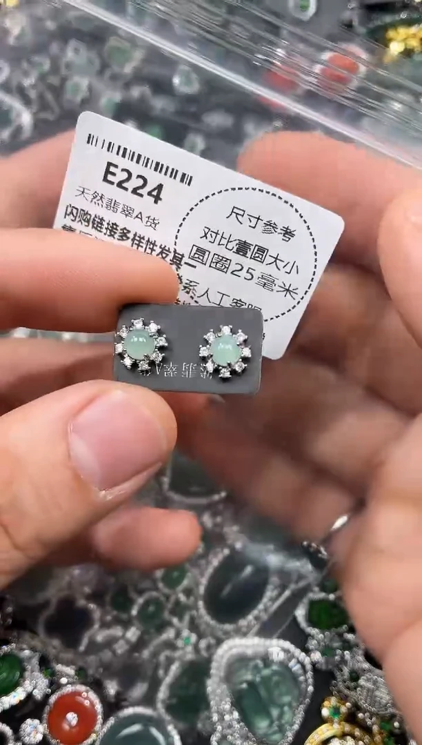 颈饰未镶嵌翡翠E224耳钉