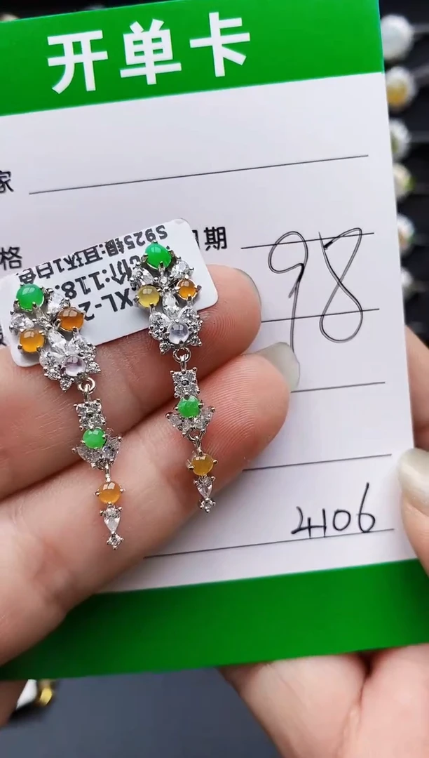 翡翠戒指银S925镶嵌4106