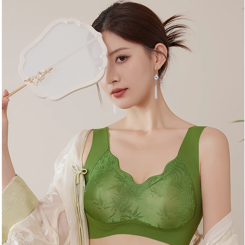 【买一送一】奢华提花修身复古刺绣无痕女士国风透气浮雕内衣文胸