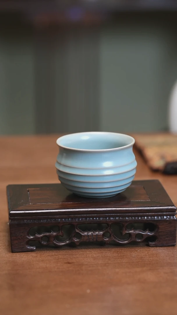 【闪购商品】Y宝丰宋官窑原产地汝瓷旋纹杯