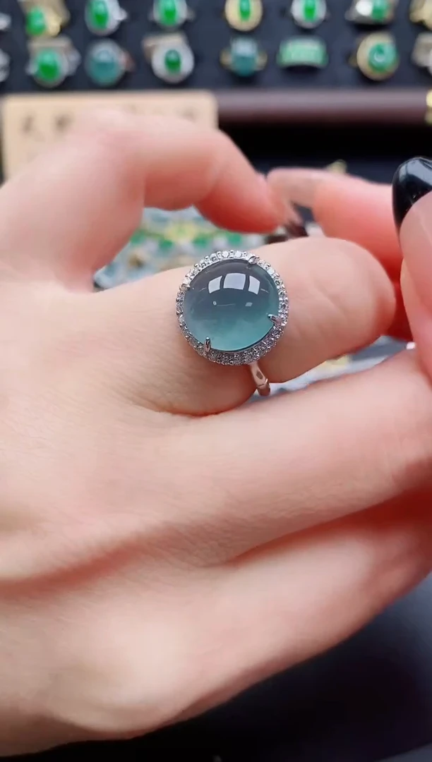 银S925镶嵌戒指翡翠1