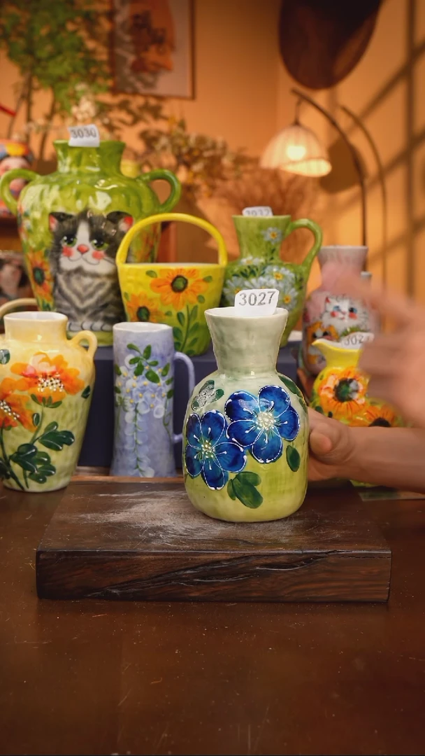 摆件19-51口径8高度19 1-2误差手工手绘有些许色差 完美慎拍