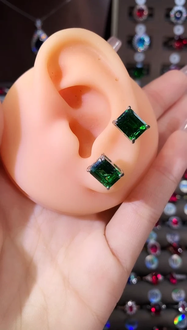 银S925镶嵌耳饰碧玺79银色