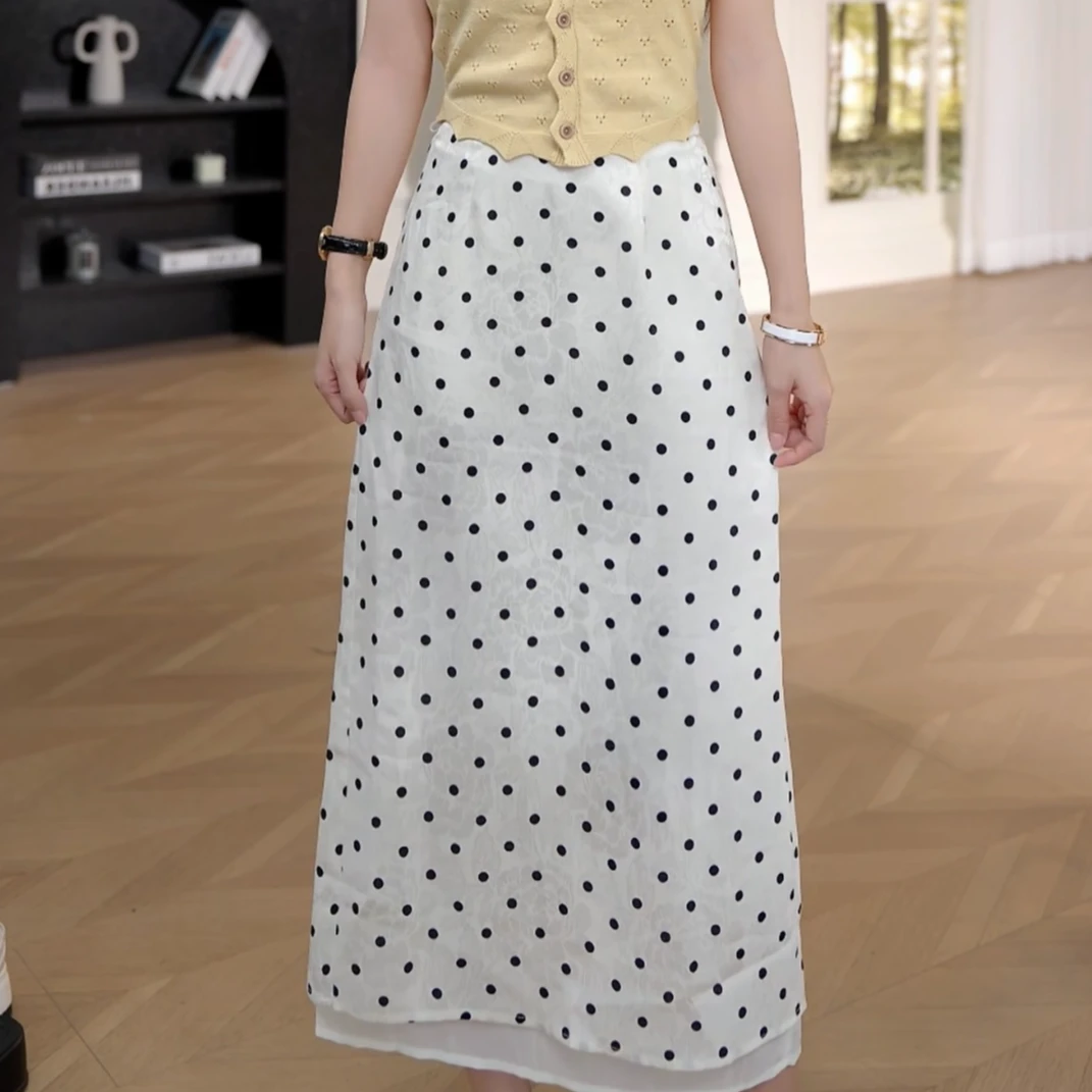 思思小个子女装【夏季新款时尚气质显瘦波点半身裙】#25F245