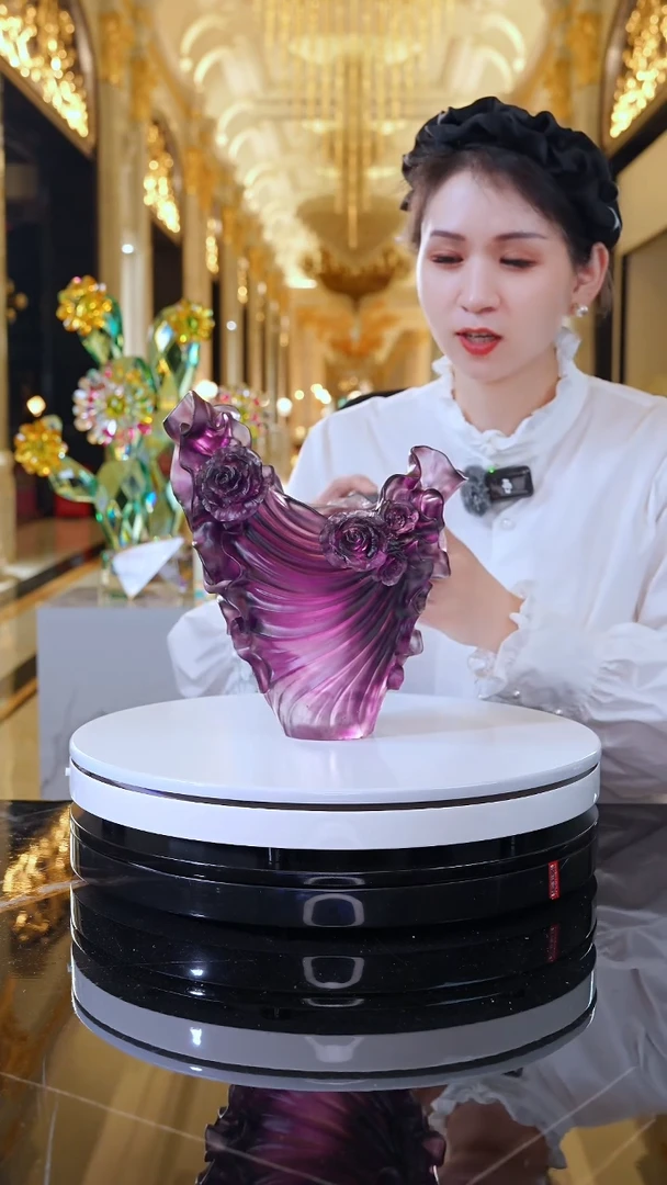手工艺品琉璃皇家玫瑰琉璃花器JY0049