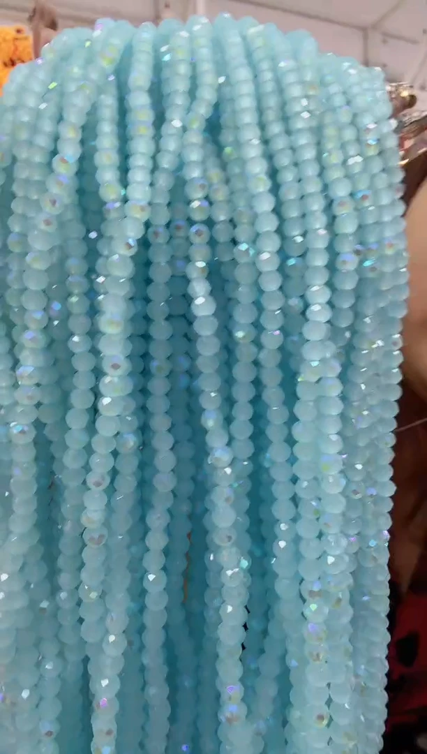 玻璃A39卡4水晶扁10条微光彩天青蓝玉