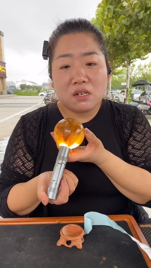 未镶嵌珠宝半成品水晶黄胶花球D254