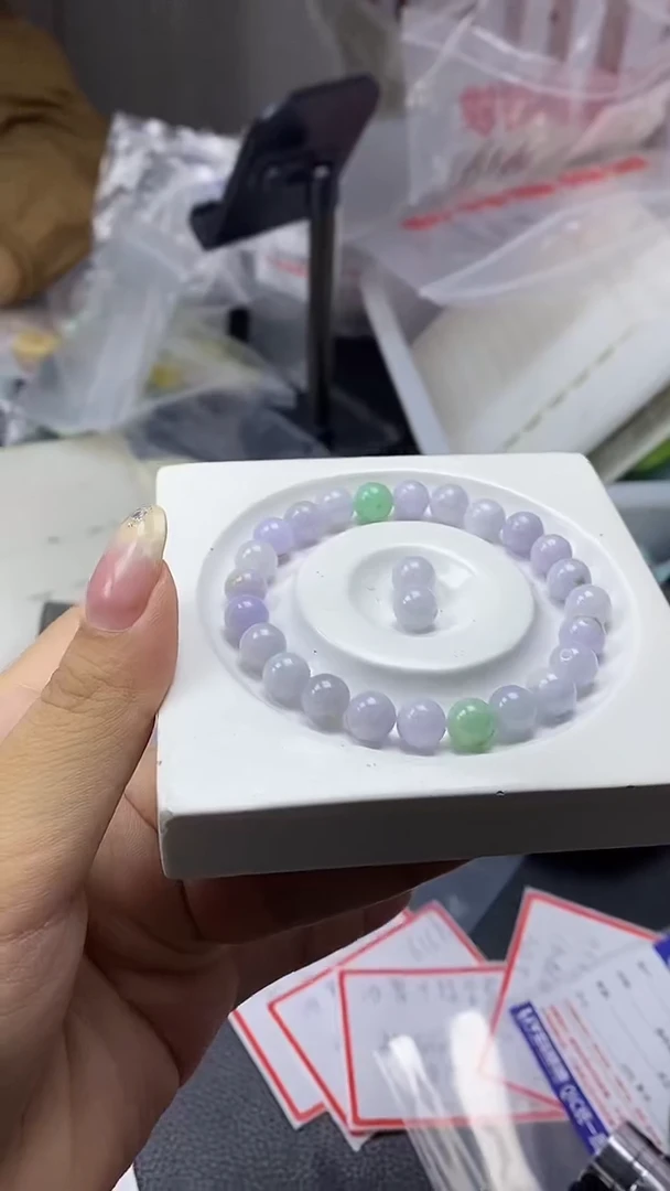 手饰翡翠未镶嵌6161紫绿散珠8mm26颗68元