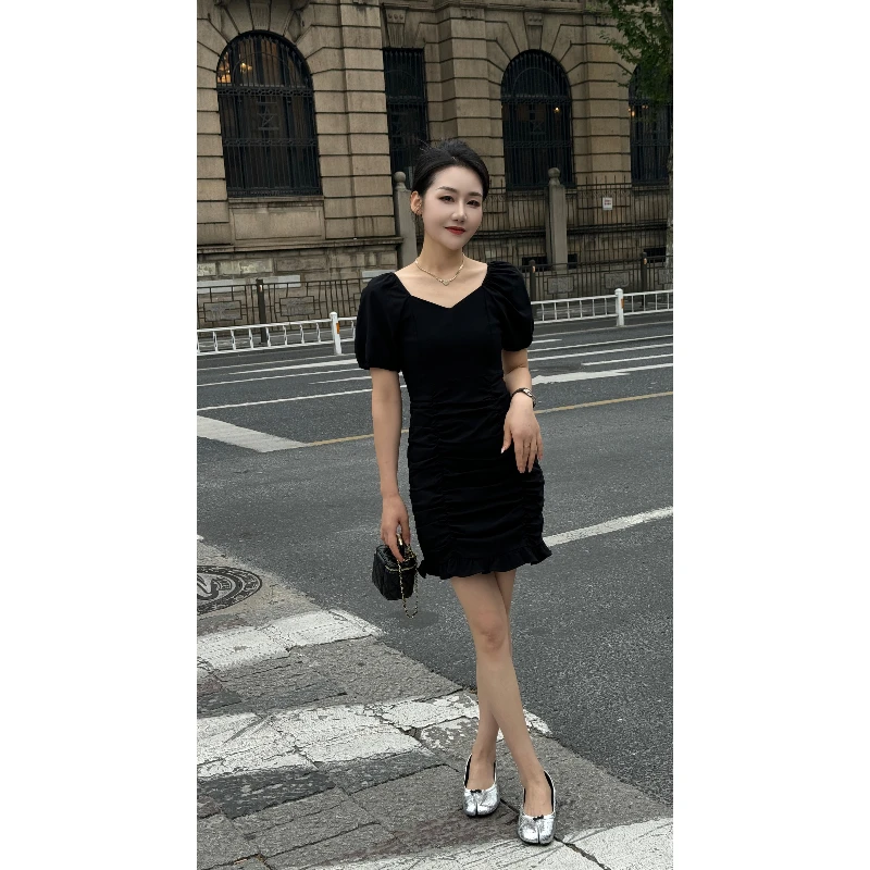 【连衣裙】JINGJIE STUDIO敬姐 夏季气质时尚设计感小黑裙 6820