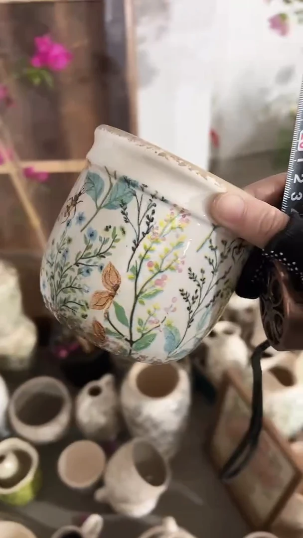 【闪购商品】陶瓷花盆高11CM内口10CM