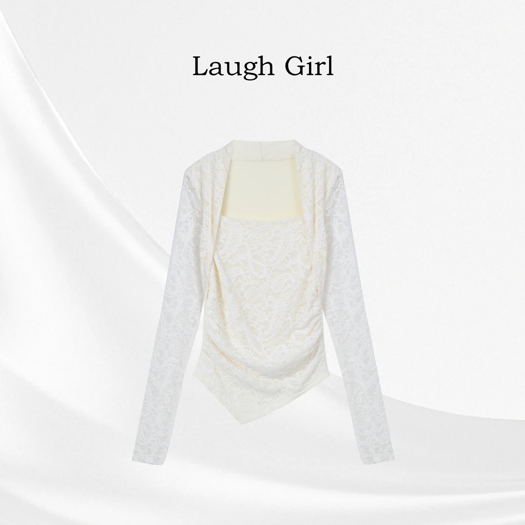 楚楚君 Laugh girl【气质担当】冬款女人味加厚蕾丝上衣CL551107J