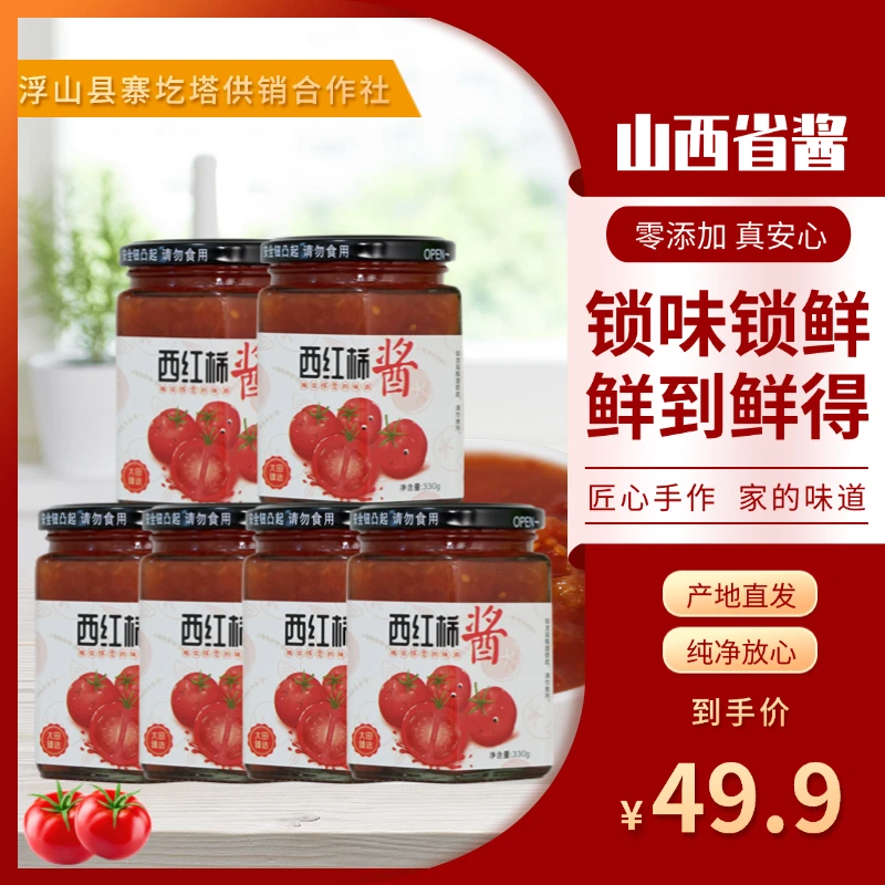 槐埝古法制作零添加锁味鲜西红柿酱一箱6罐拌面做菜