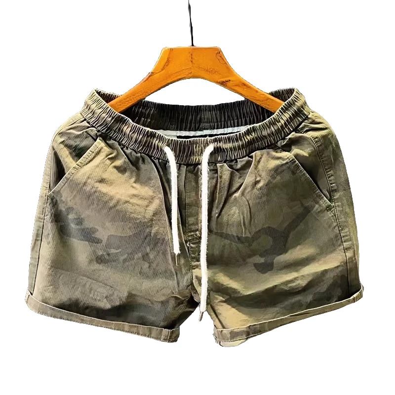 日系休闲大码男原宿嘻哈短裤白色百搭夏季工装五分裤BQ薄款宽松潮