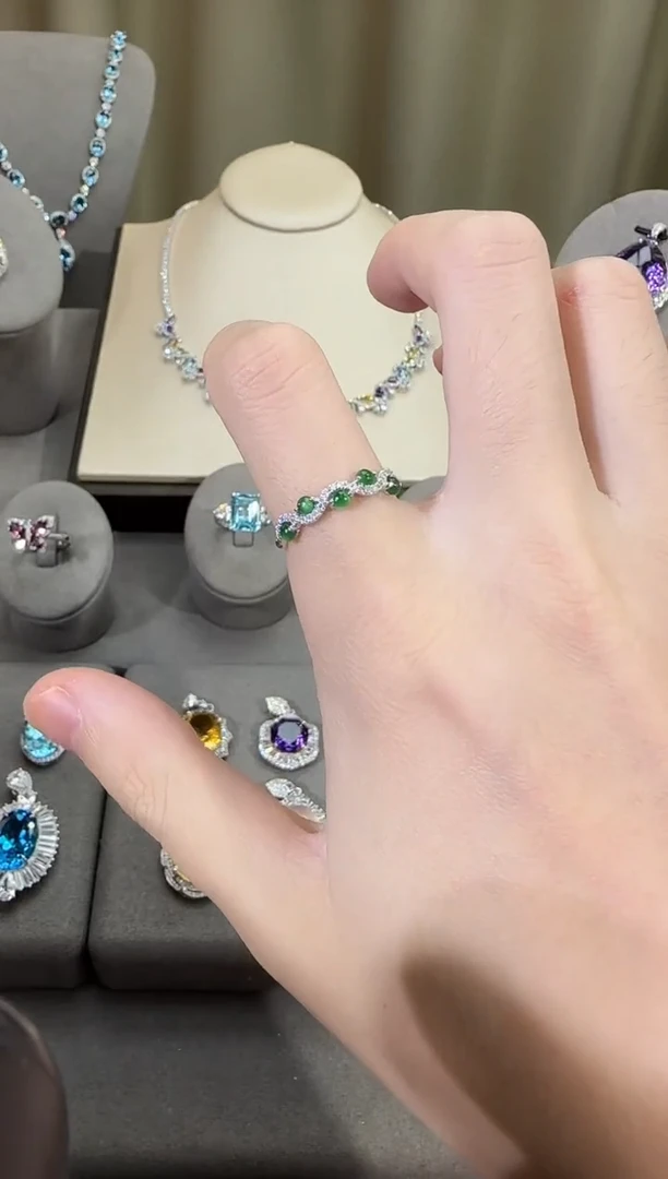 银S925镶嵌戒指翡翠3mm戒指排戒款