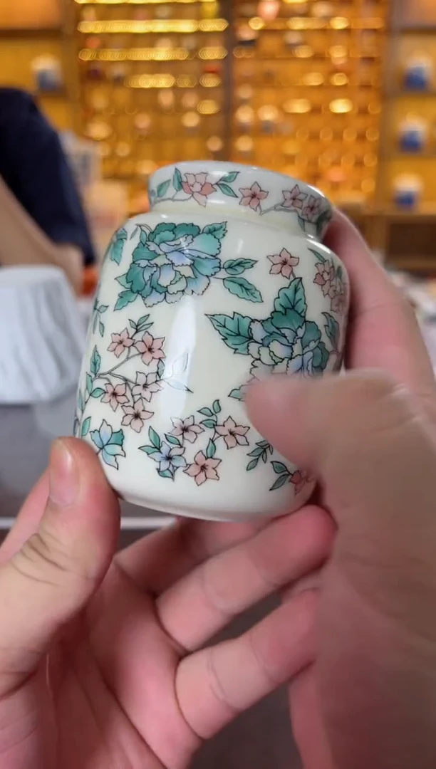 瓷片花溪陶瓷00000山茶花茶叶罐