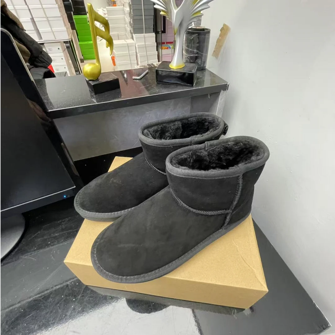 【M5854】牛皮厚绒保暖软底软面雪地靴