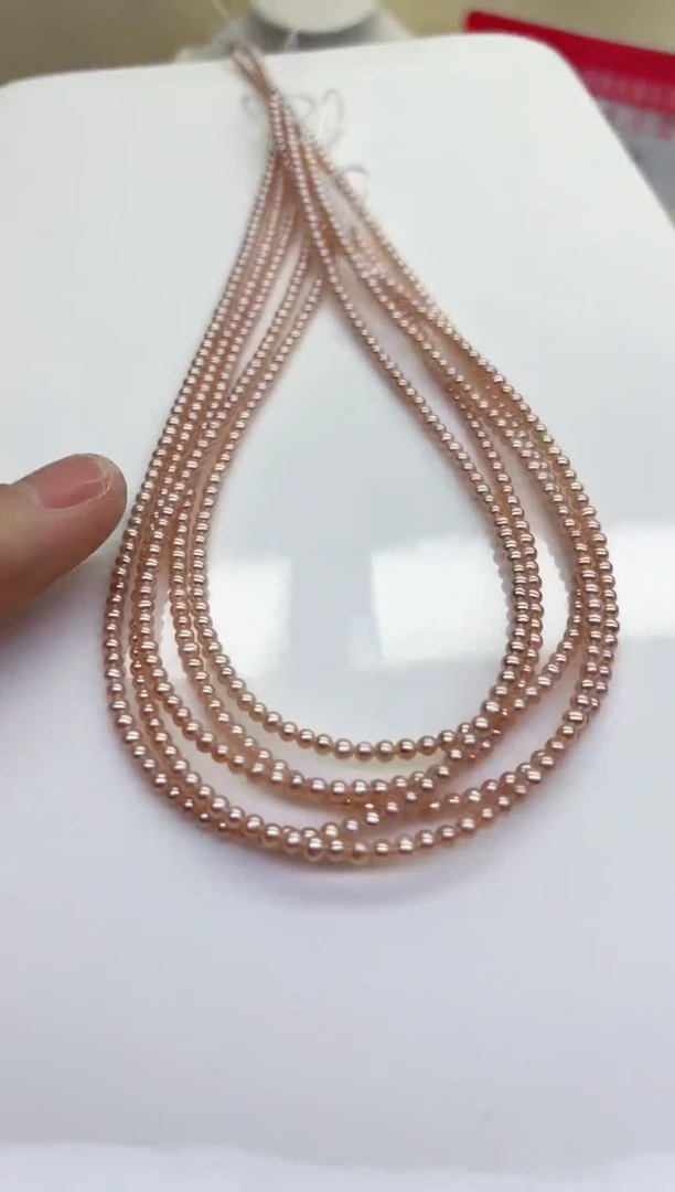 项链未镶嵌淡水珍珠浅紫色近正圆小米链3mm