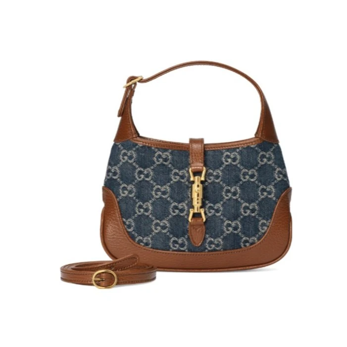 95新 GUCCI/古驰 【白菜】Jackie1961 mini 蓝老花 手提斜挎包