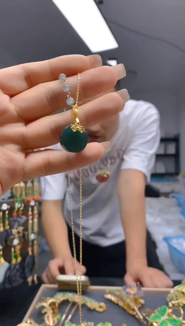 【闪购商品】翡翠耳饰合金435翡翠锁骨链