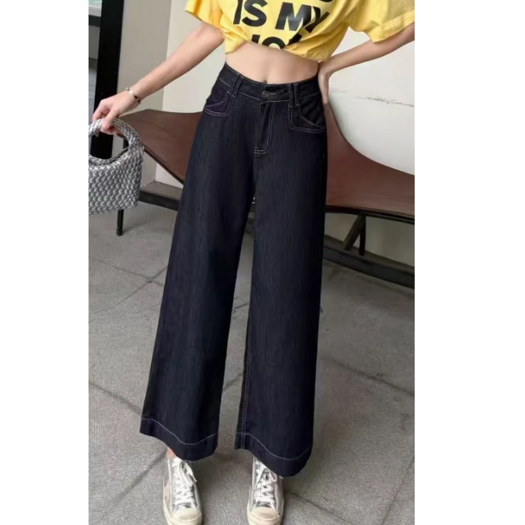 K919蓝金宽松直筒牛仔裤7719