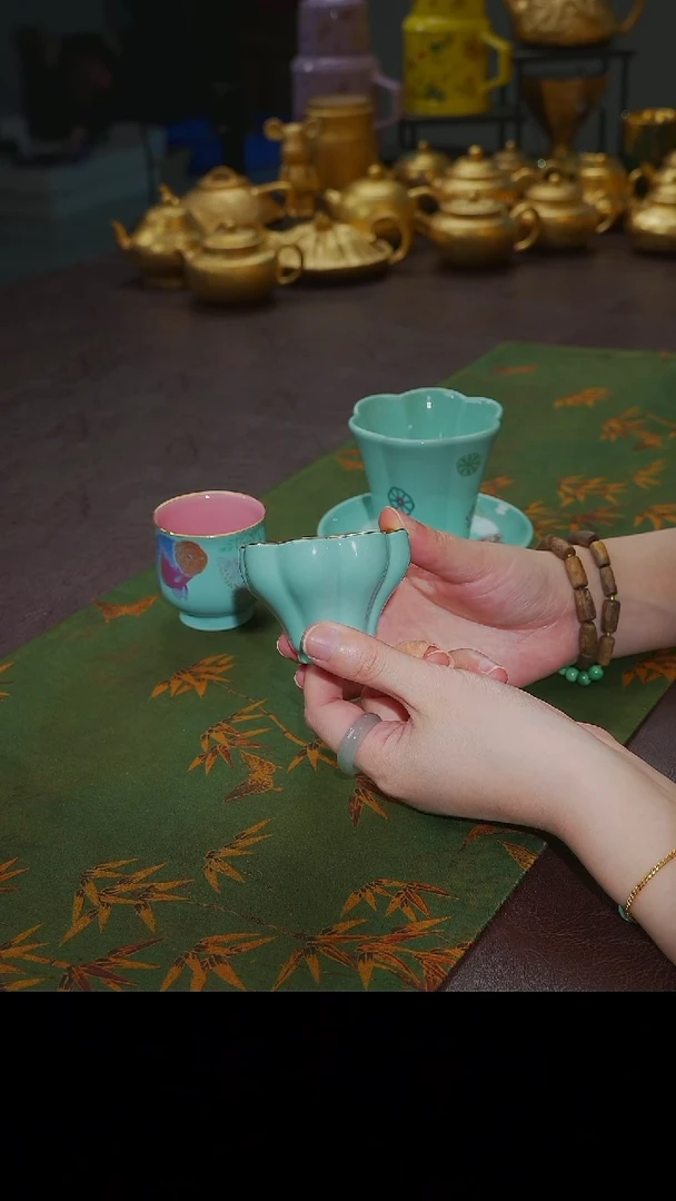 杯【宜景窑天水碧亮光鎏金系列】小曼陀罗