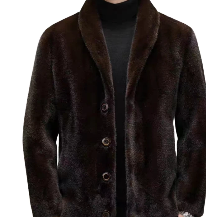 男款加厚冬季韩版外套条纹中长款潮流修身翻领纯色