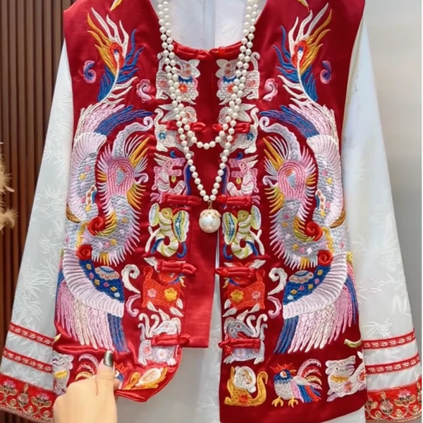 复古女士服装唐装中式马夹民族风绣花上衣重工刺绣中国风时尚网红