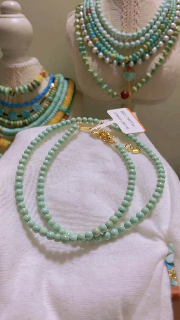 未镶嵌绿松石珠宝半成品3.8mm项链