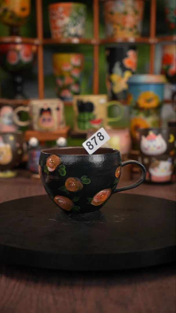 釉下手绘陶瓷紫砂杯