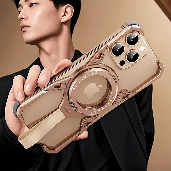 iphone16promax手机壳金属磁吸360度旋转支架适用苹果16pro保护套