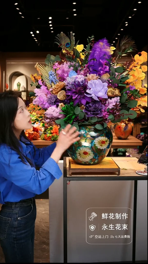 手工艺品琉璃手工花器花束空运包邮送货上门-以图片为准