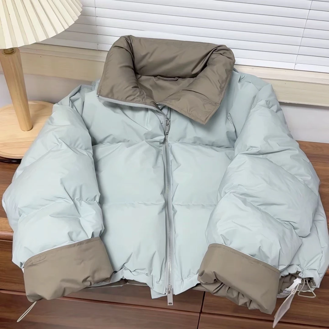 【原歌】2024年冬季90新国标白鸭绒撞色立领羽绒服YG395