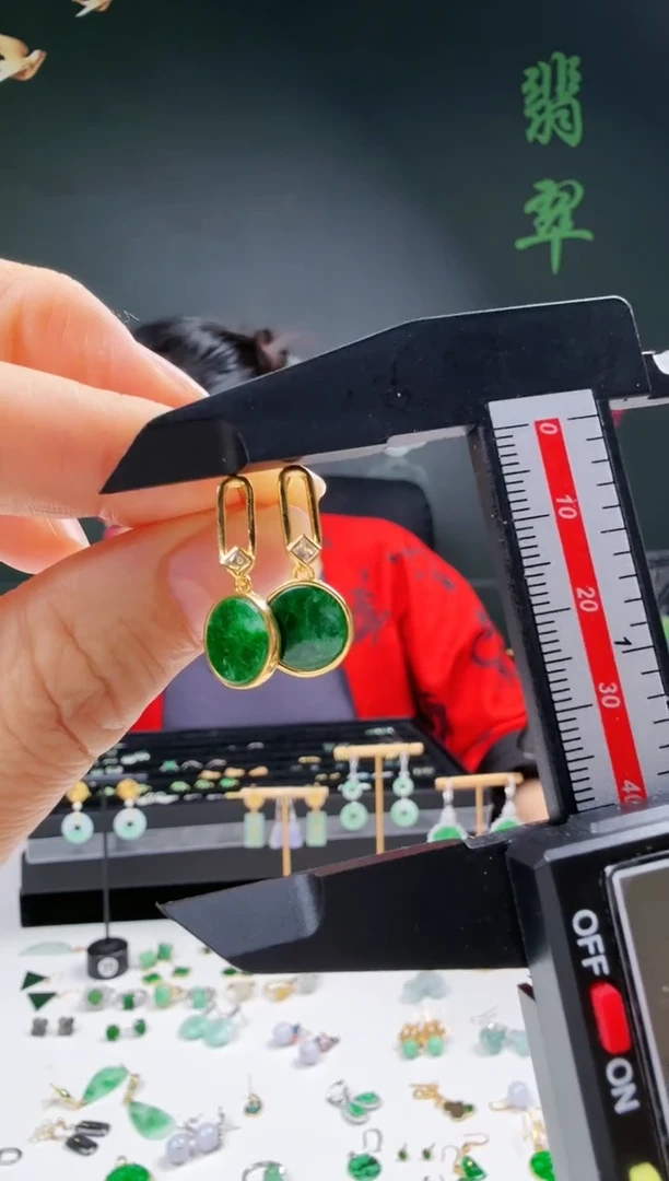 银S925镶嵌翡翠耳饰001