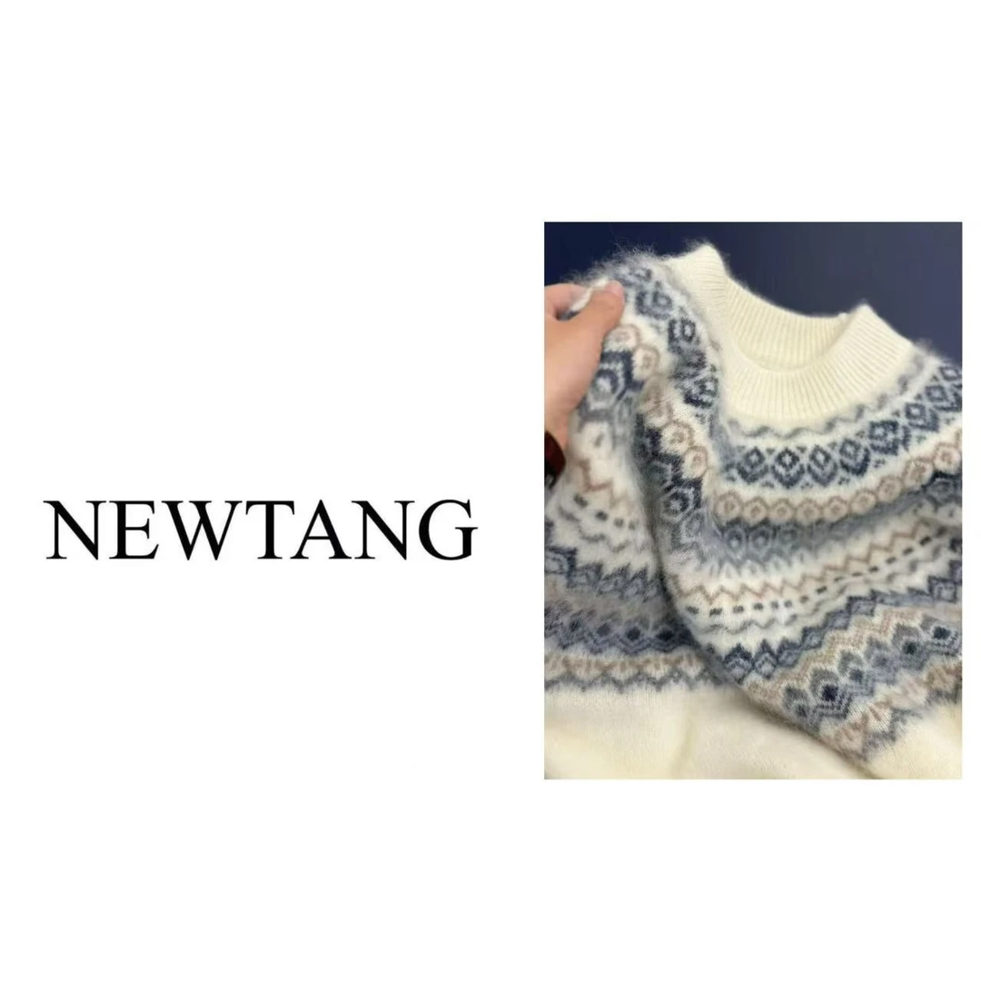 【花眠】1205 100%羊毛拉绒费尔岛高级氛围感提花针织衫上衣