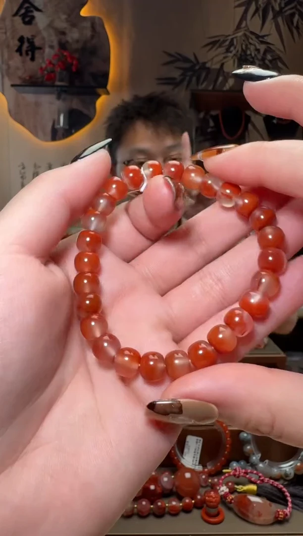 未镶嵌原矿无优化无注胶手串南红玛瑙一条8mm+