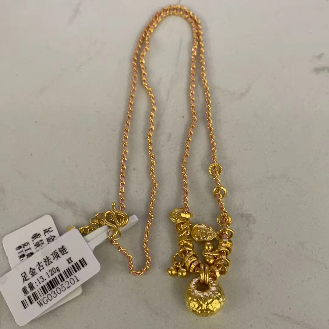 【龙百万】足金古法小胖福项链