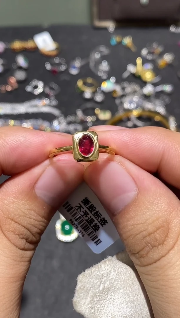 银S925镶嵌戒指红宝石戒指