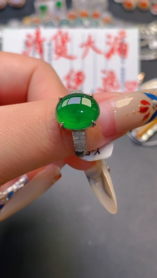 【闪购商品】翡翠耳饰银S925镶嵌天然A货翡翠1