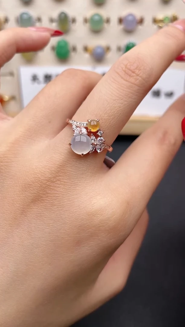 【闪购商品】翡翠戒指银S925镶嵌一物一证一礼盒