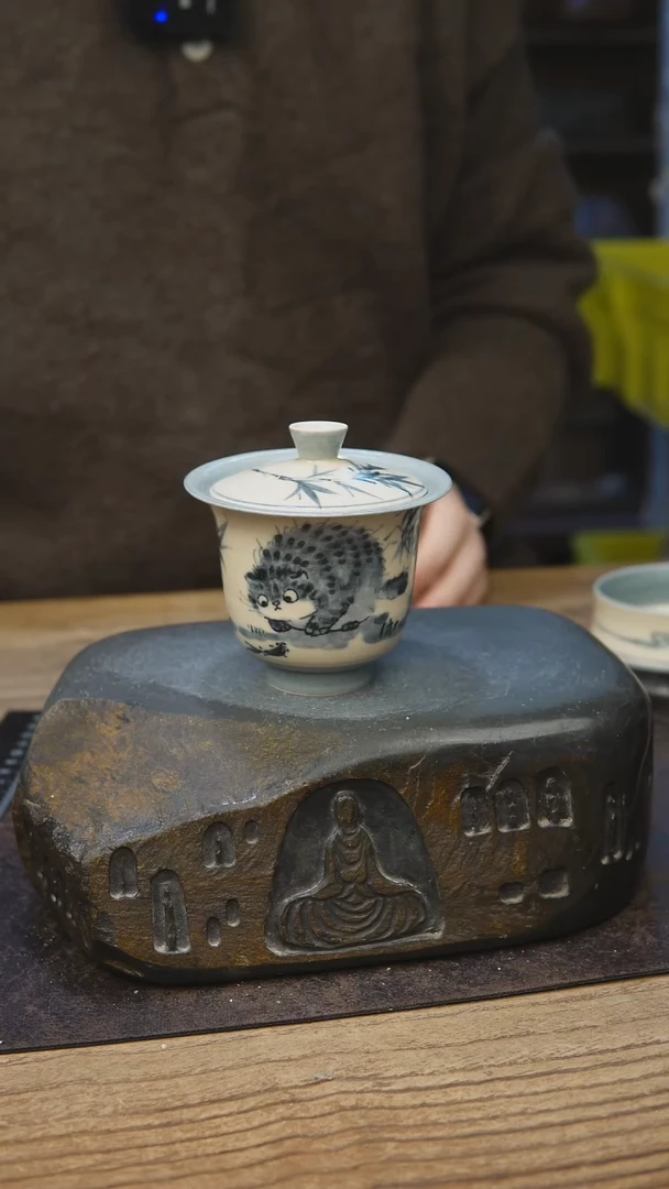 小雾垂露手工青花255盖碗