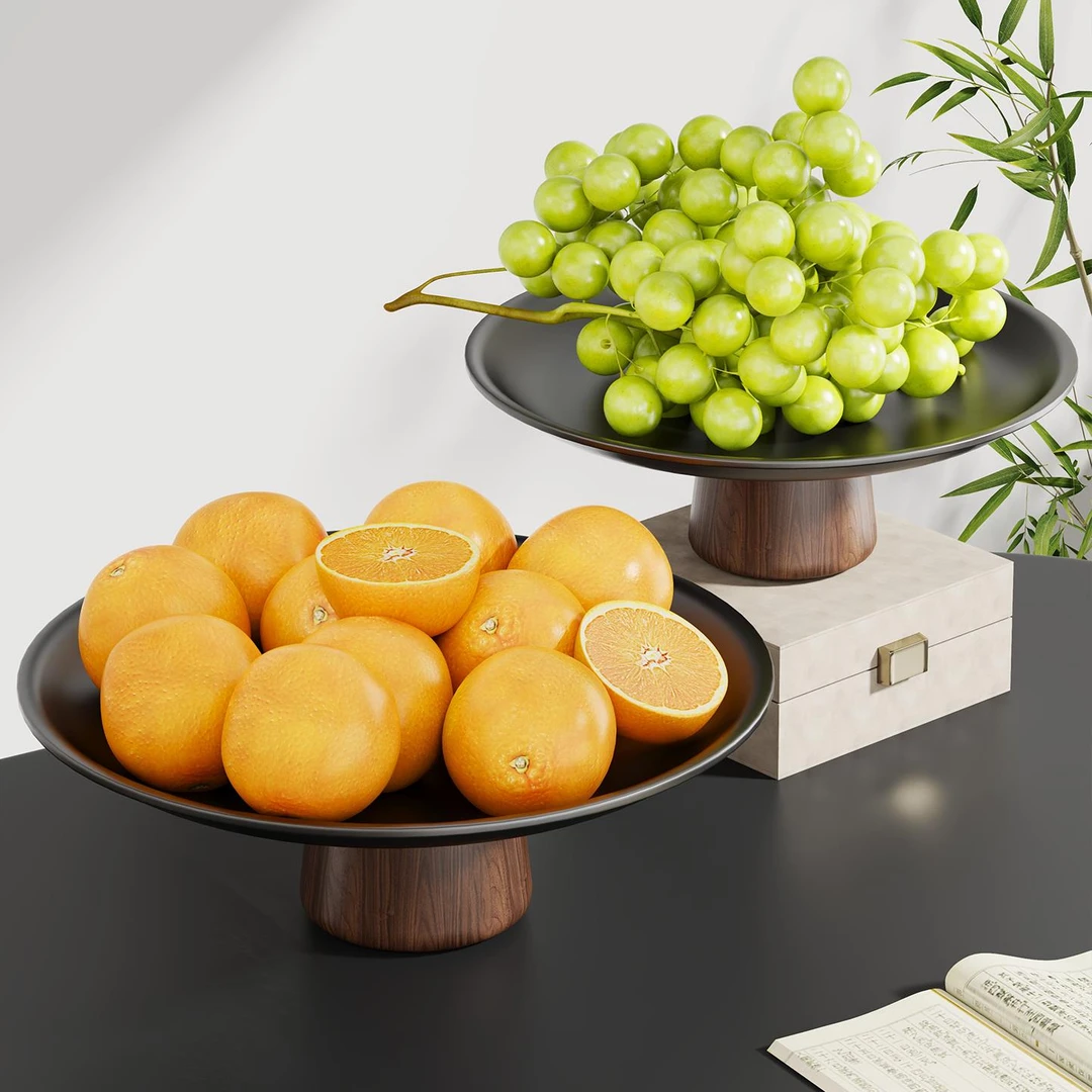 高脚果盘实木托盘多功能家用茶几零食摆放前台糖果盘水果甜点心盘