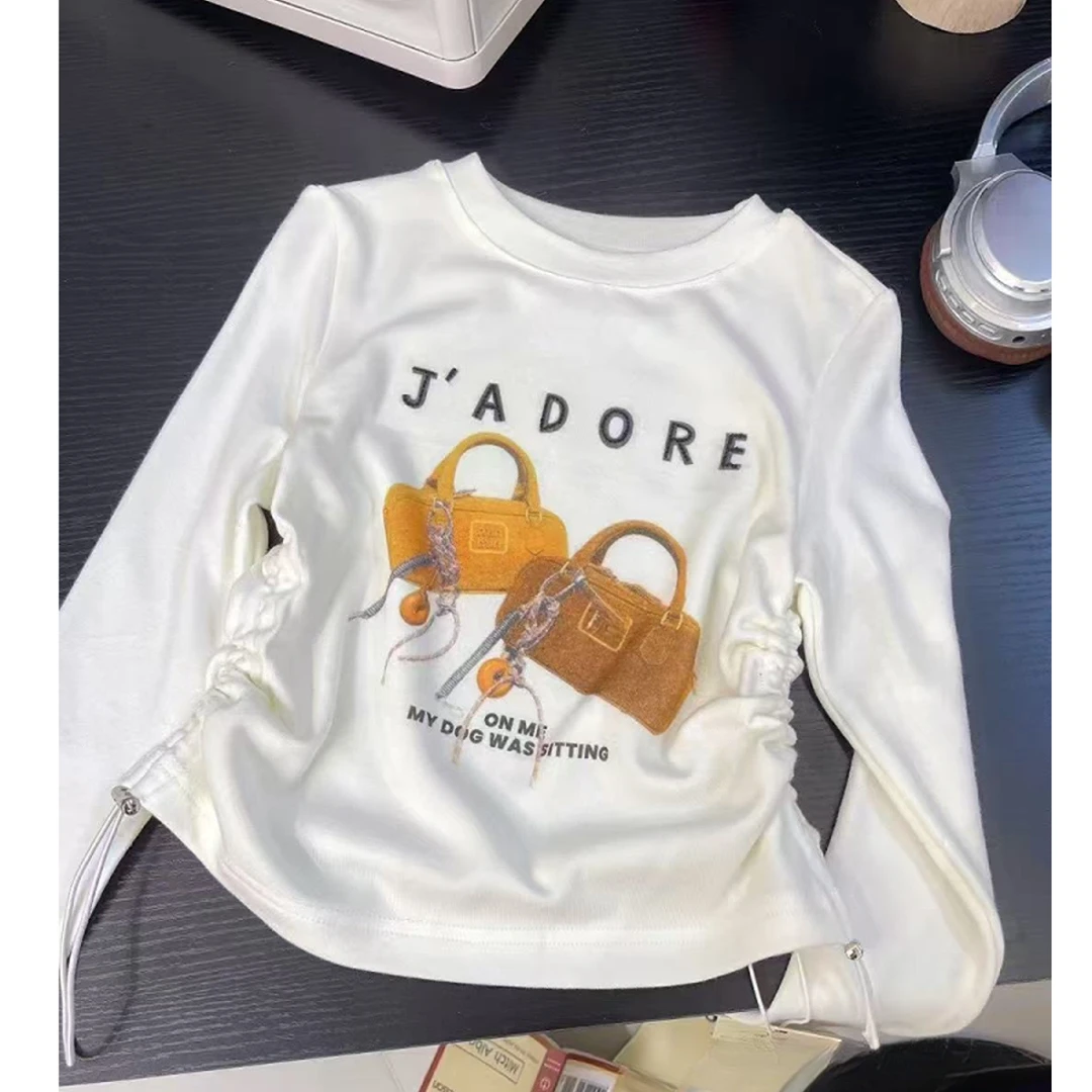 【豪宝贝】2025春款复古包包抽绳T恤1325