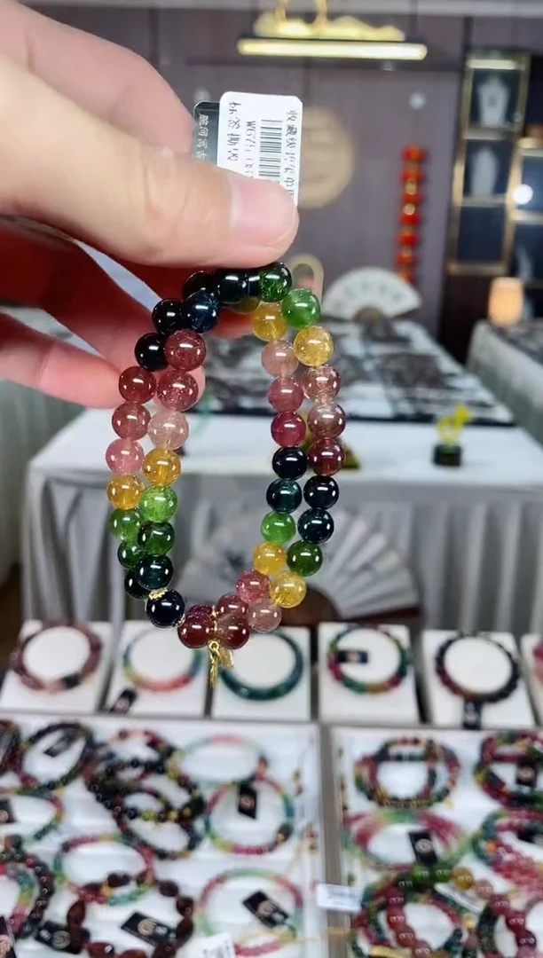 收藏级老矿单圈手串8mm+未镶嵌碧玺多样性发一物一证 xion